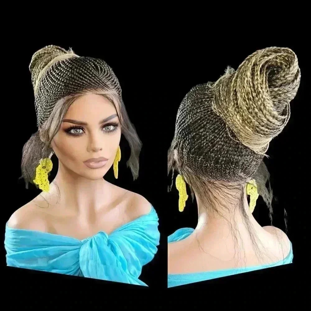 100% Handmade Shuku Style Jumbo Box Braided Lace Wig - Ombre Black, 28" Long NWT - Picture 2 of 15